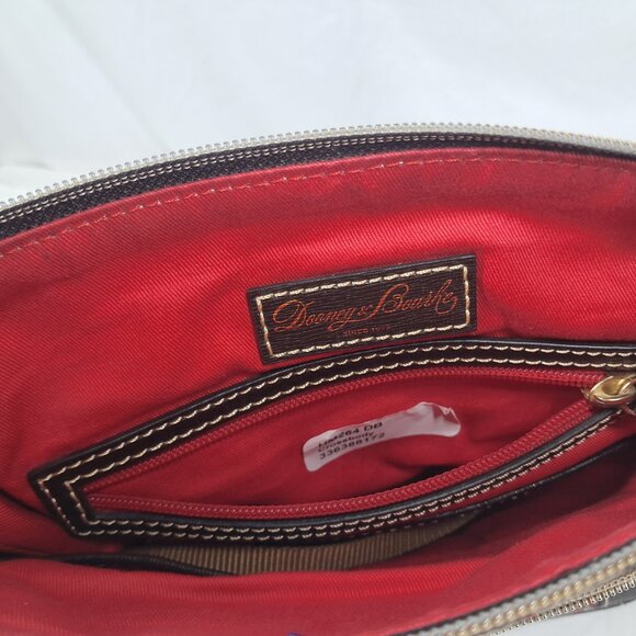 Dooney & Bourke Signature Monogram Canvas Brown Red Crossbody Purse Bag - Picture 13 of 15